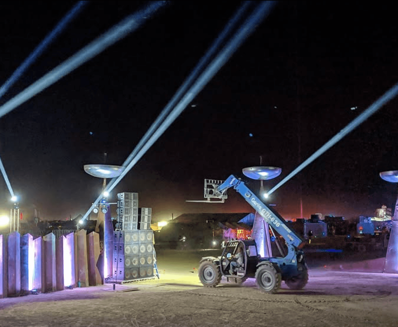 Sound system setup at Burning Man